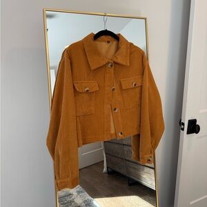 Corduroy Cropped Jacket / Shacket - Tan / Burnt Orange